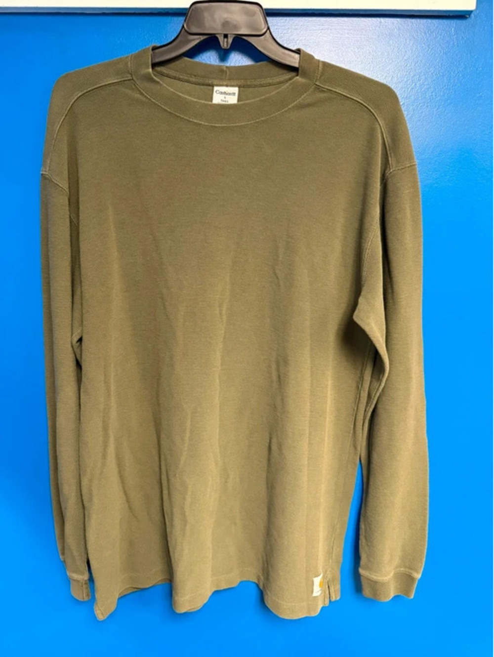 Carhartt Mens Large Tall Olive Green Thermal Waffle Knit Long Sleeve Shirt